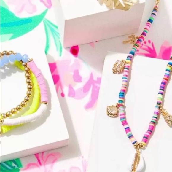 LILLY PULITZER long necklace (heishi, palm shells) - Picture 5 of 10